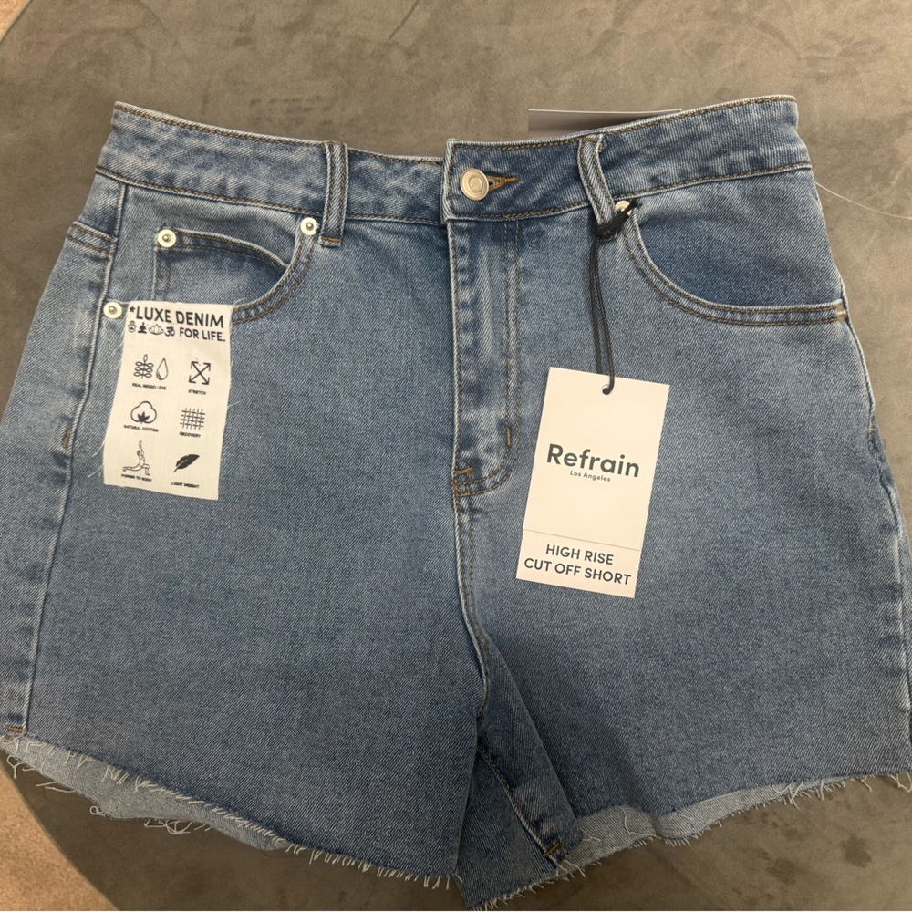 Refrain High Rise Denim Shorts